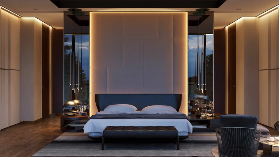 Визуализация современной спальни