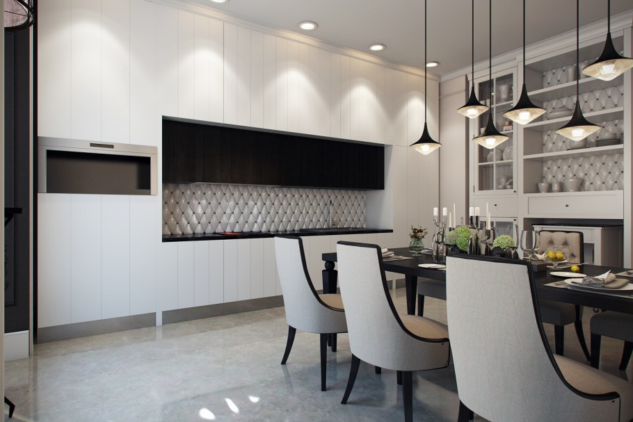 Кухня монохром стиль