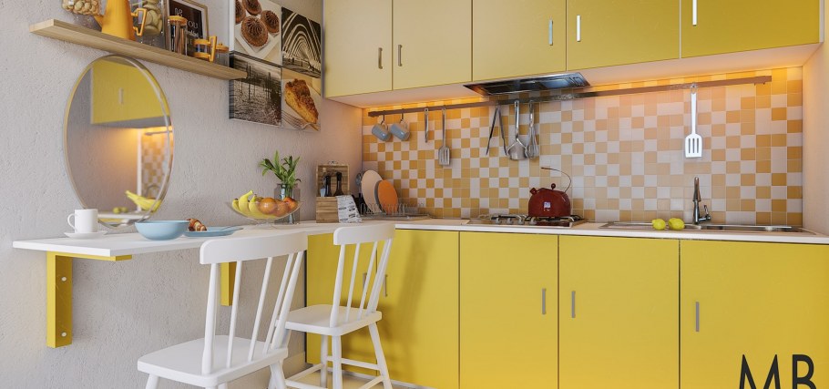 Кухня лимонного цвета