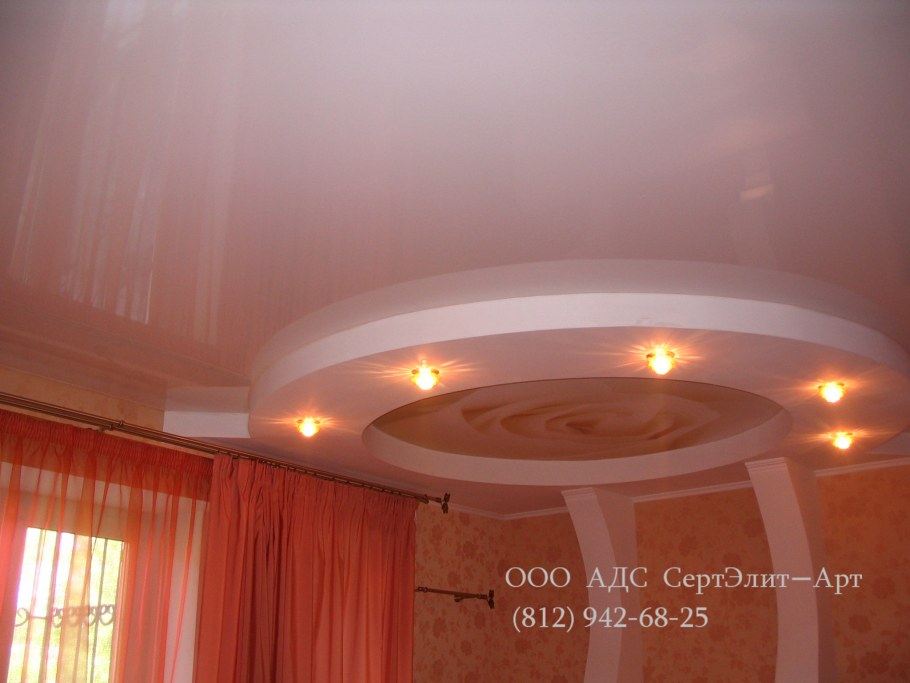 Потолок ступенькой натяжной со ступенькой
