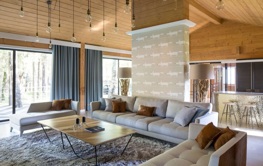 Гостиная в стиле Прованс в загородном доме