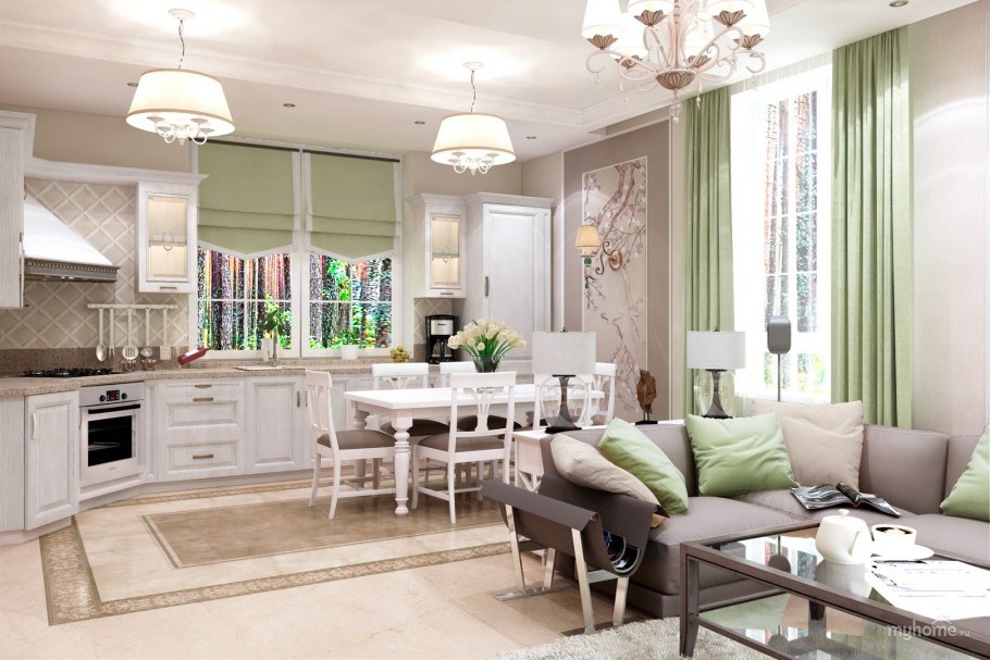 Кухня гостиная Прованс