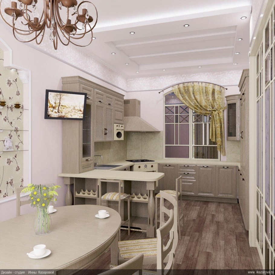 Кухня 10кв.м. с балконом в стиле Прованс