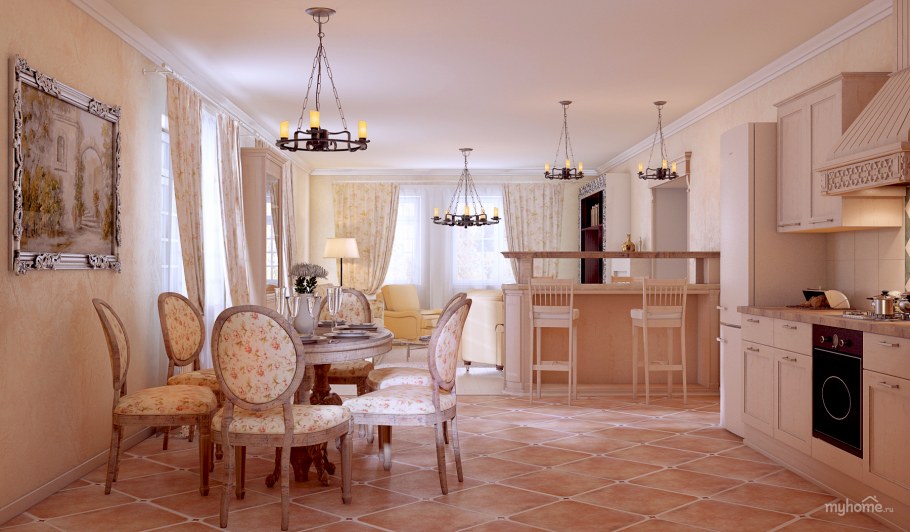 Кухни в стиле Прованс в кухне студии