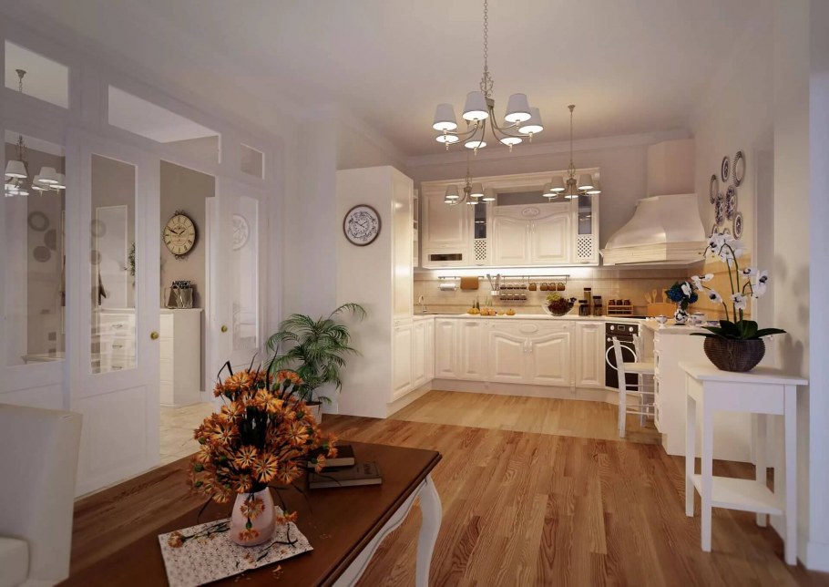 Кухня гостиная в мятном цвете