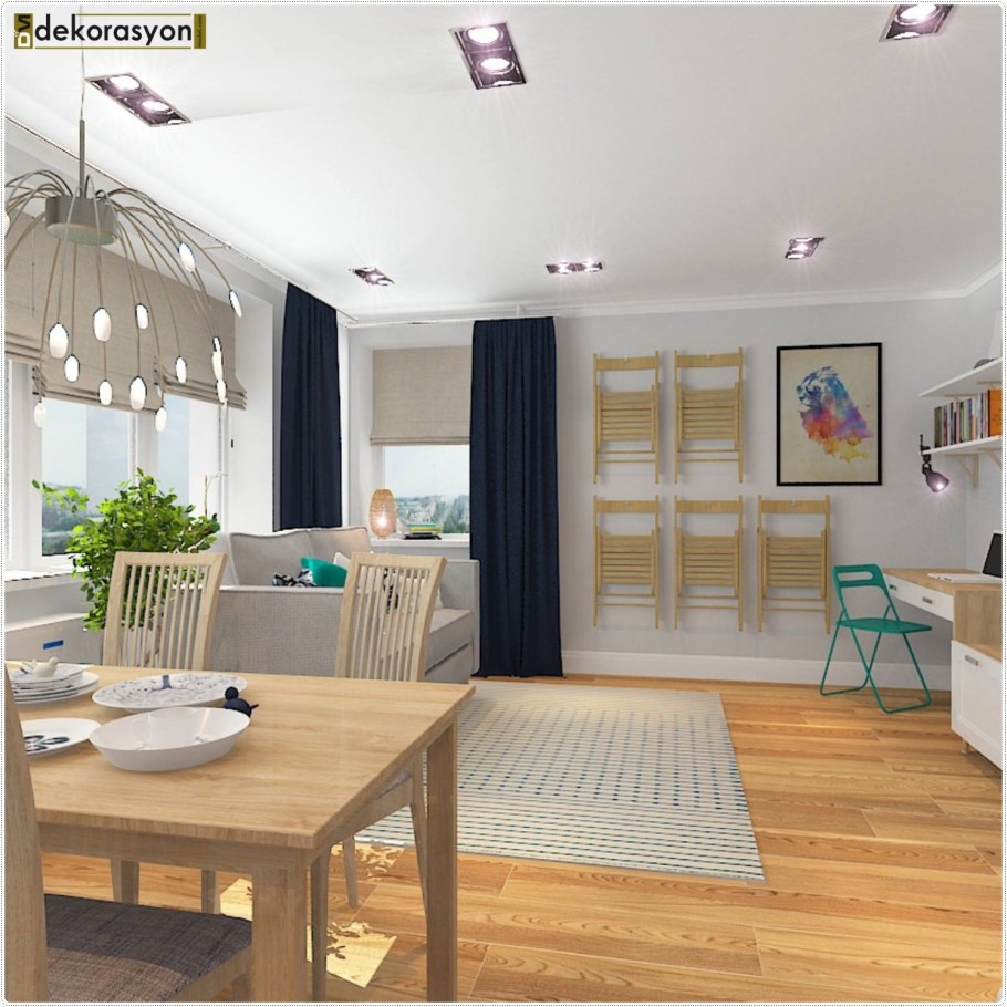 Кухня гостиная в скандинавском стиле