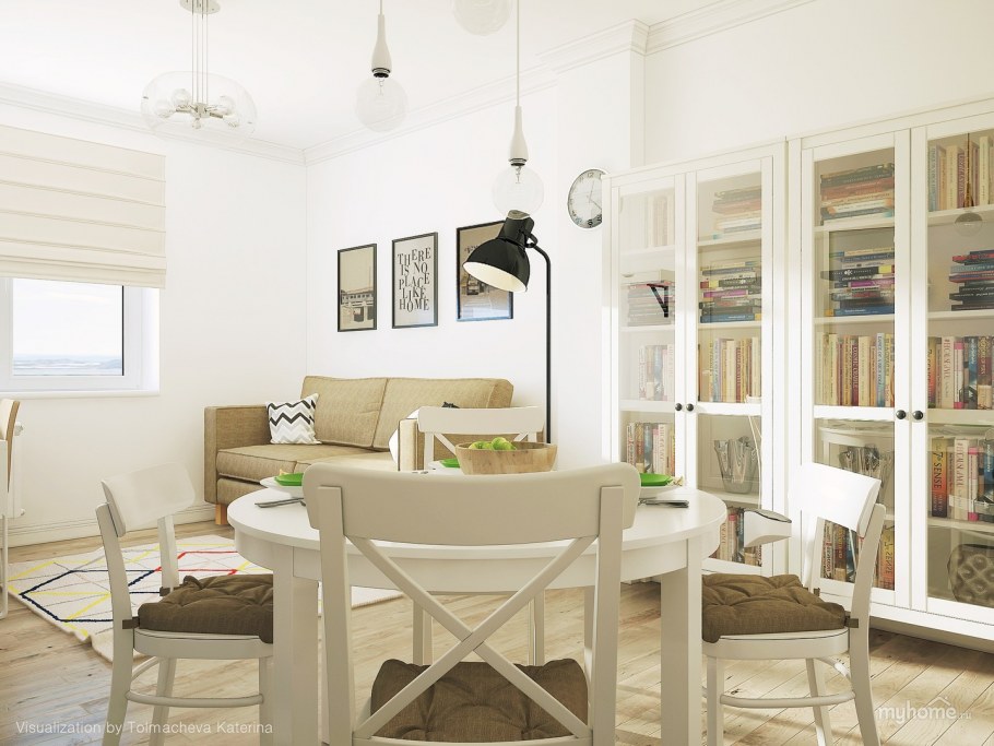 Кухня гостиная в скандинавском стиле