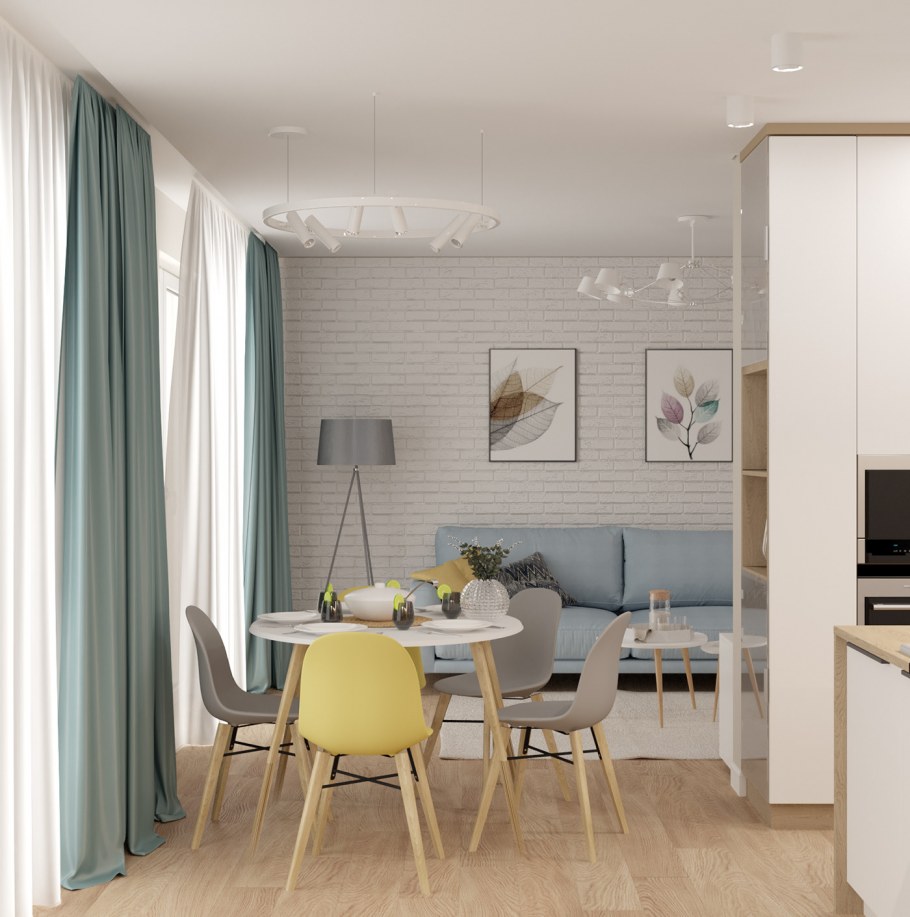 Сканди кухня гостиная 20 м2