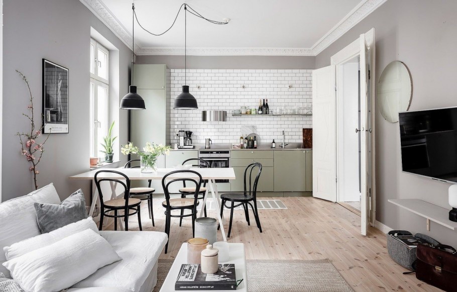 Кухня-гостиная 16м икеа