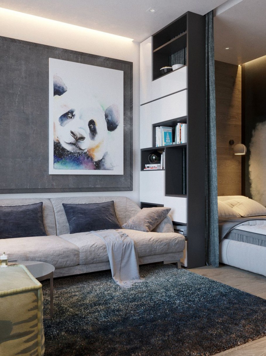 Интерьер спальни-гостиной