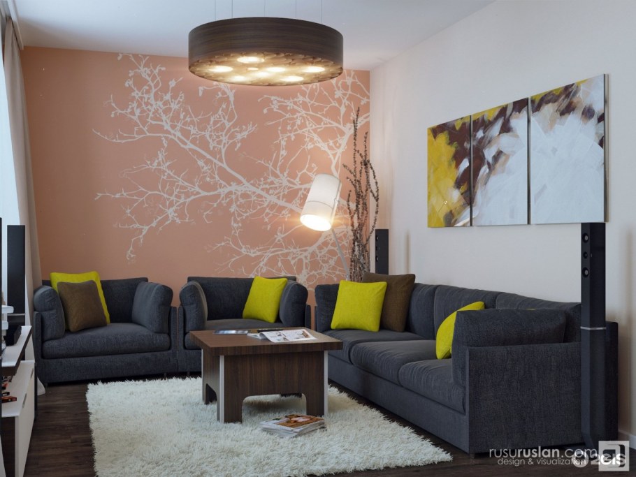 Комбинированные обои в интерьере