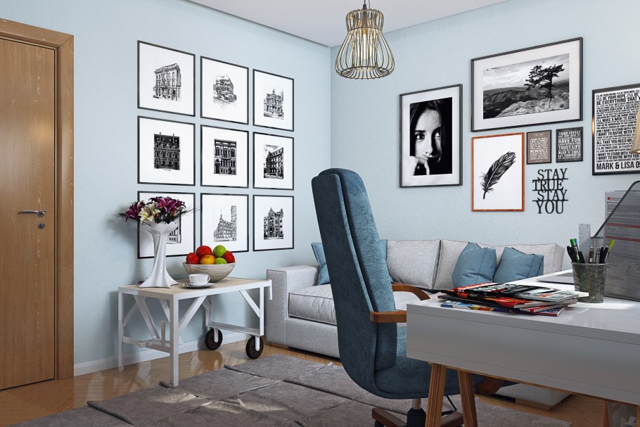 Спальня кабинет в скандинавском стиле