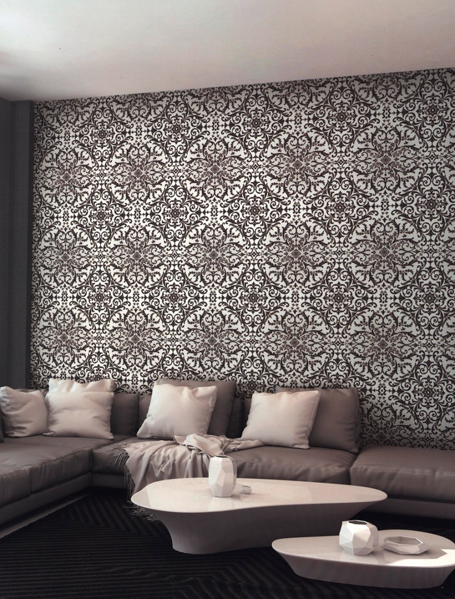 Комбинированные обои для гостиной