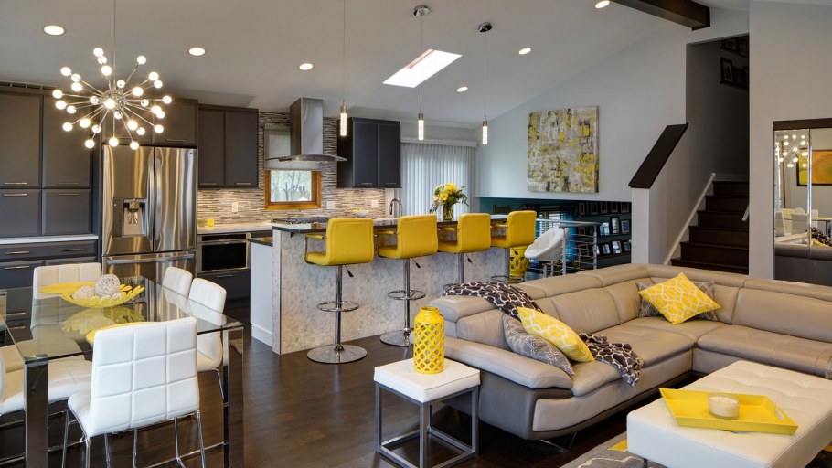 Голубая гостиная в скандинавском стиле