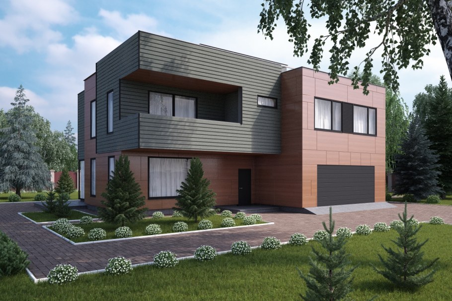 Кирпичный дом в современном стиле