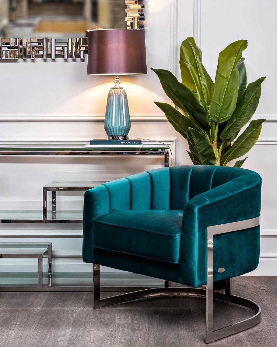 Кресло на металлическом каркасе сине-зеленое ZW-777 GRN SS