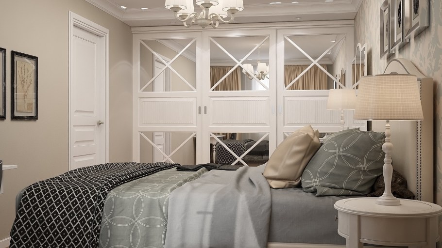 Современный интерьер с элементами классики спальня