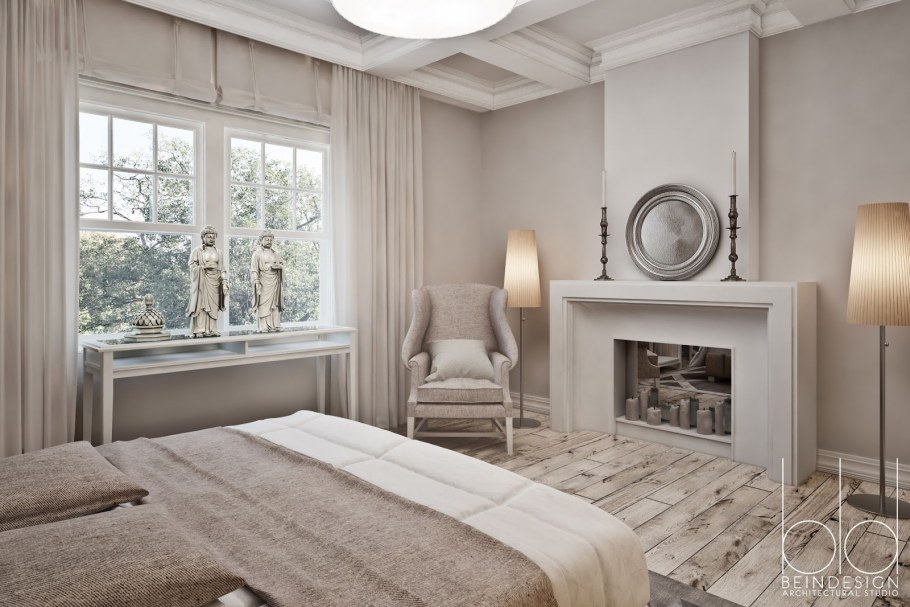 Спальня с камином Неоклассика