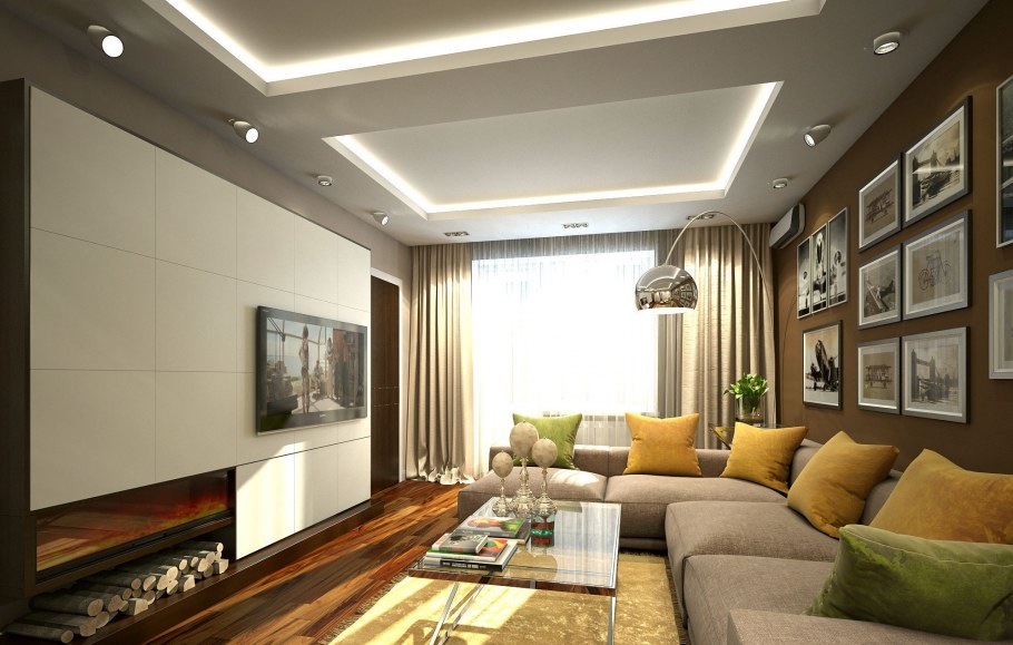 Гостиная в современном стиле в сталинке