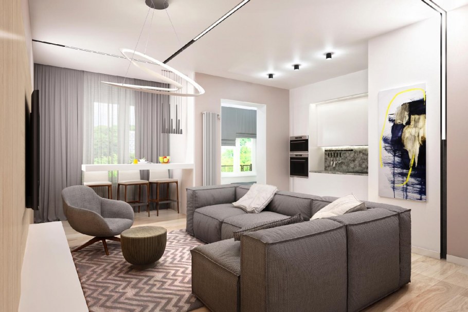 Двухкомнатная квартира студия в современном стиле