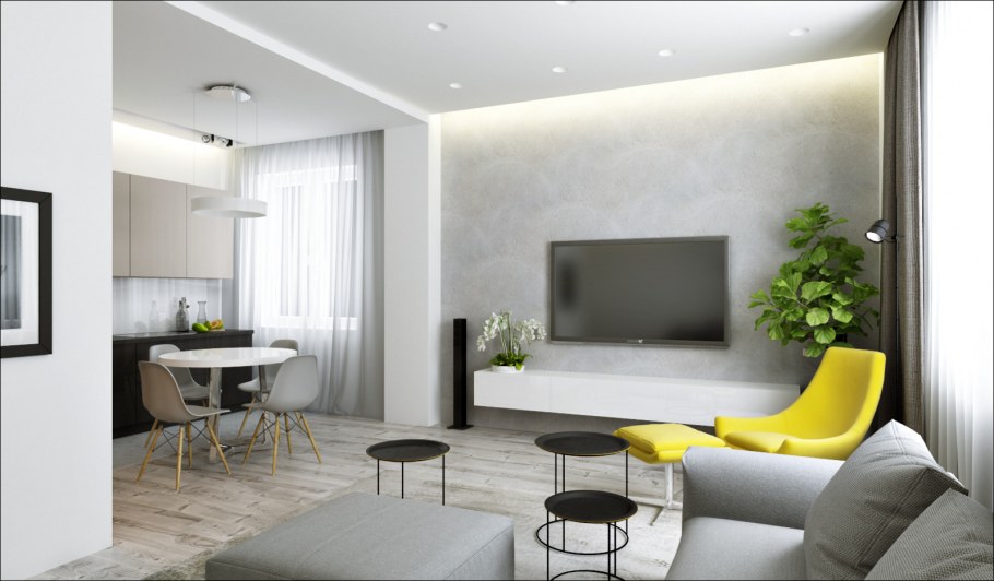 Интерьер однокомнатной квартиры 60 кв м