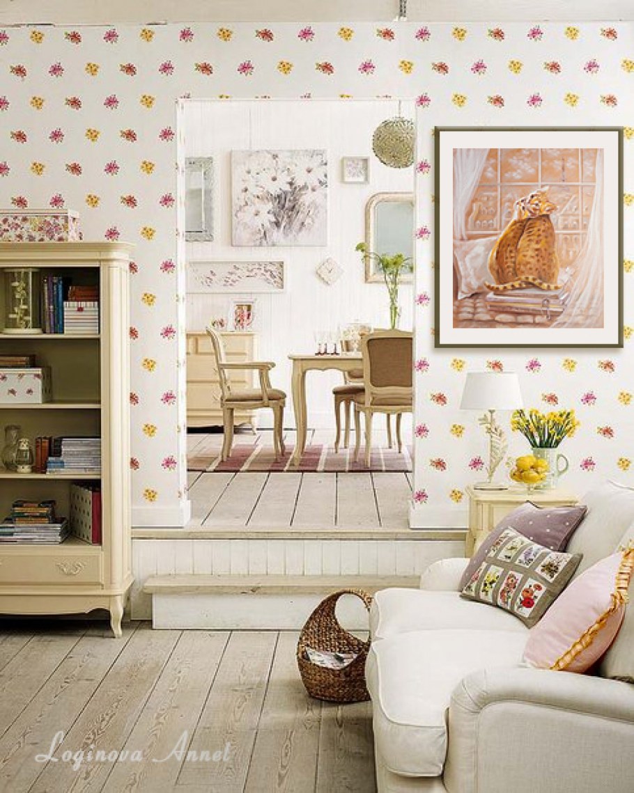 Обои в цветочек в интерьере