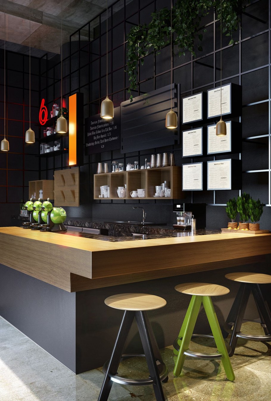 Сине белый интерьер кафе