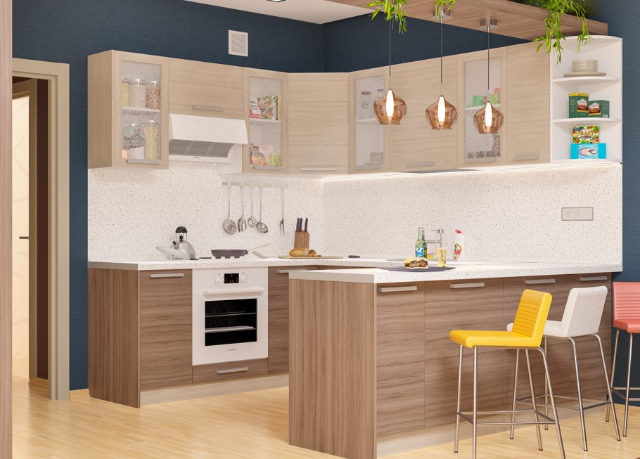 Кухня"Розалия" - 1,7м белый/дуб сонома