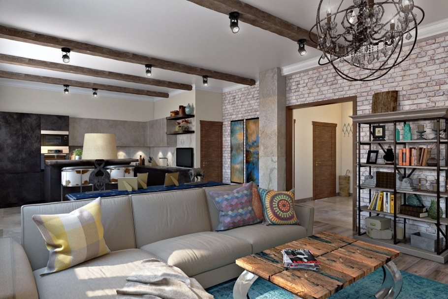 Гостиная Эклектика лофт