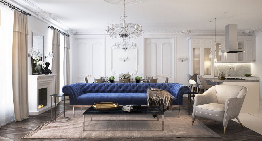Голубой диван Неоклассика