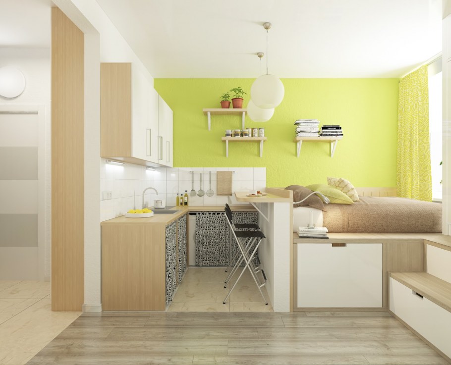 Планировка комнаты студии 23 кв.м