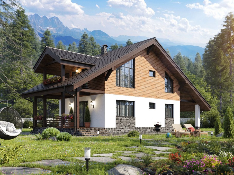 Дом Шале в Швейцарии кирпич