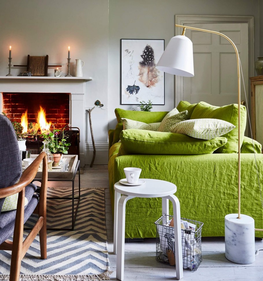 Теплый зеленый интерьер