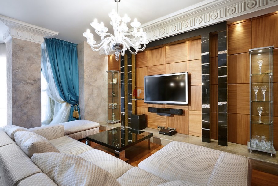 Стена за телевизором в гостиной дизайн