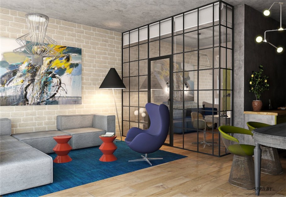 Стеклоблоки в стиле лофт