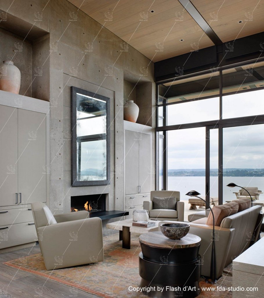 Бетонный стиль в интерьере