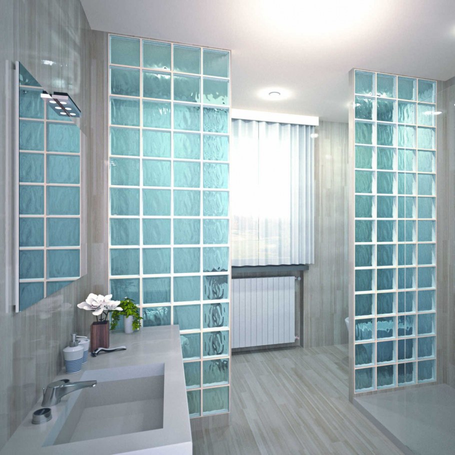 Кабинка душа со стеклоблоком