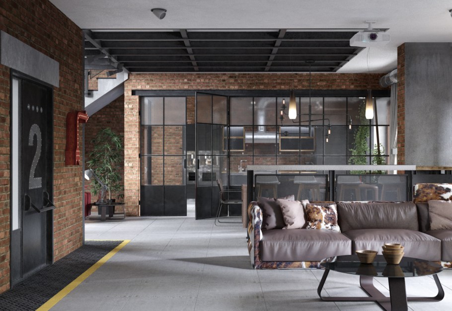 Гостиная из металла в стиле лофт