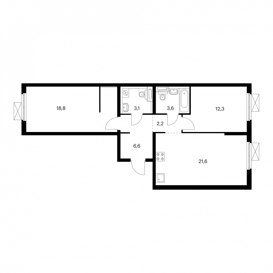 Планировка квартиры пик 33.9