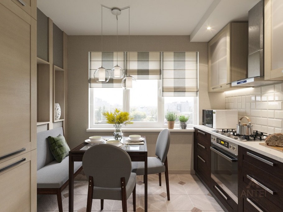 Интерьер кухни в трёхкратной квартире