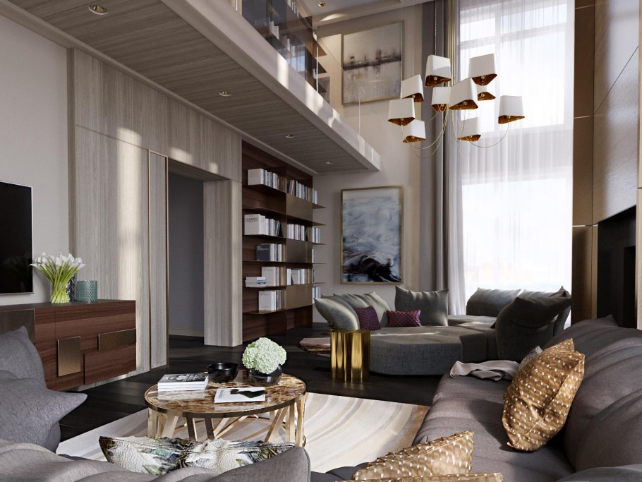 Интерьер с высокими потолками