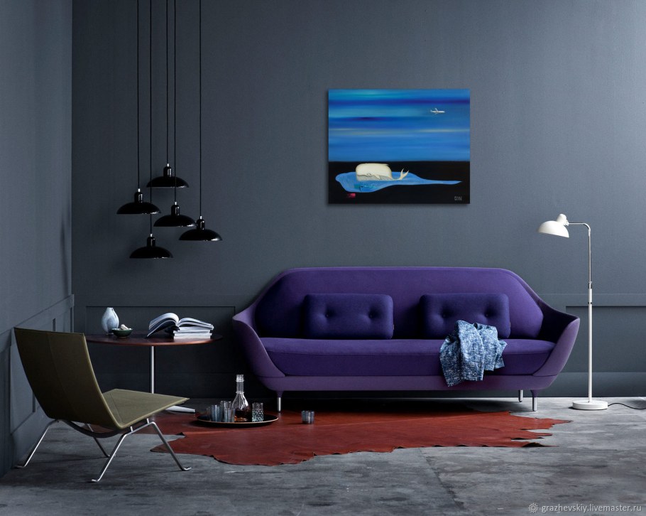 Серо фиолетовый интерьер