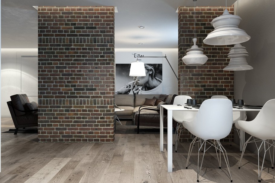 Кирпич в интерьере