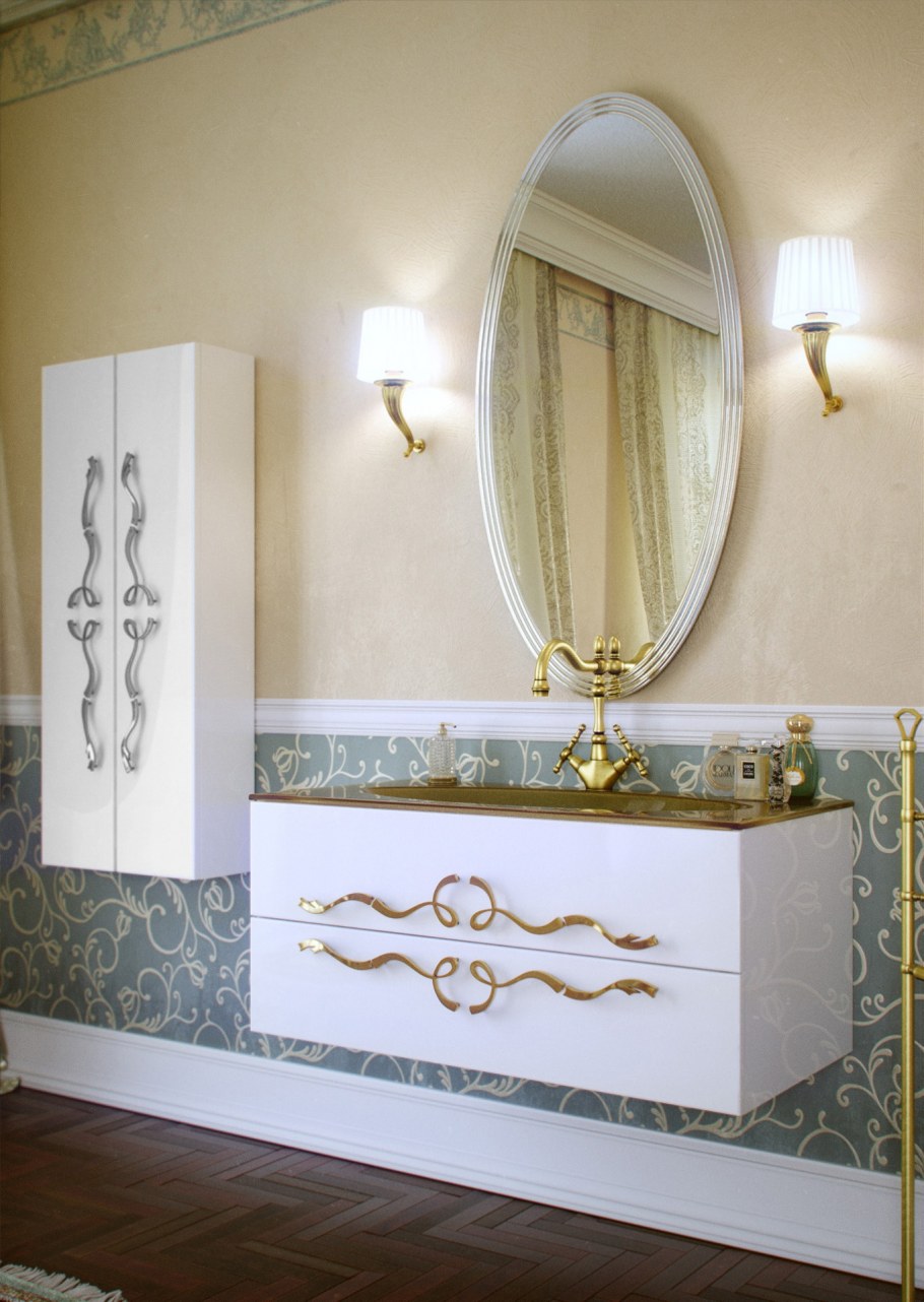 Мебель для ванной Clarberg due amanti 120 белая (ручки "золото")