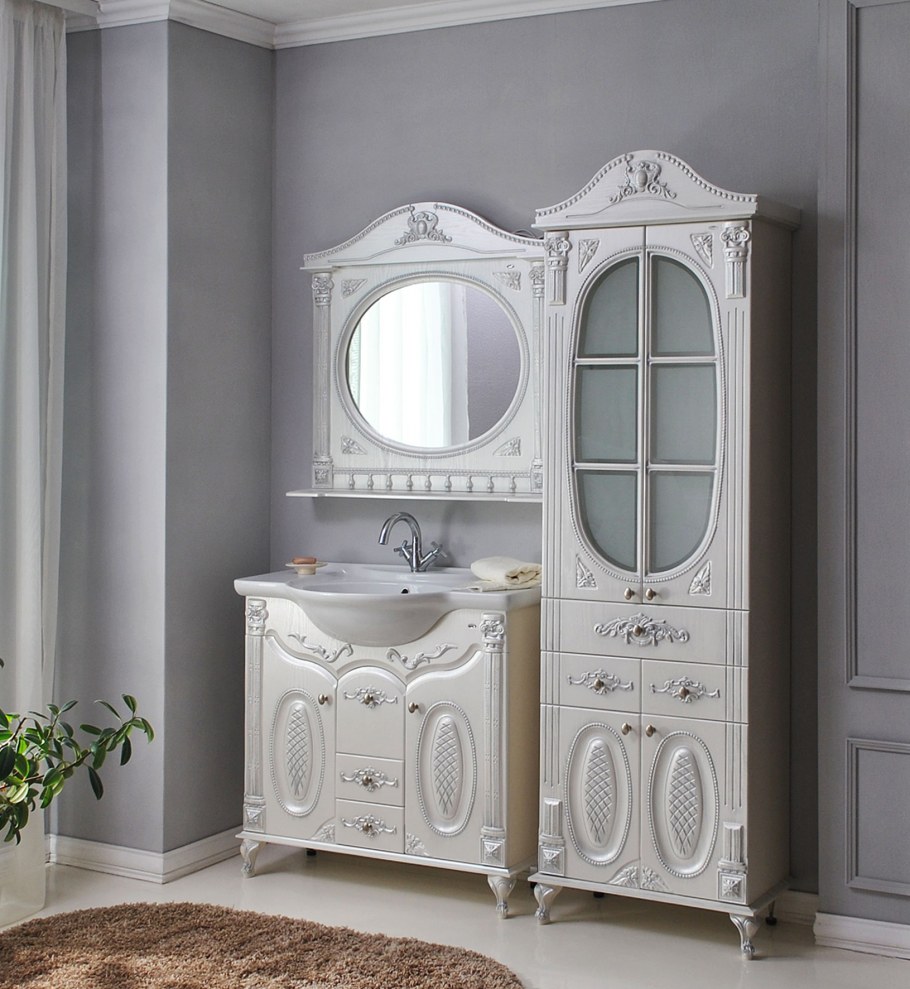 Зеркало Atoll Наполеон-287 белый жемчуг патина серебро