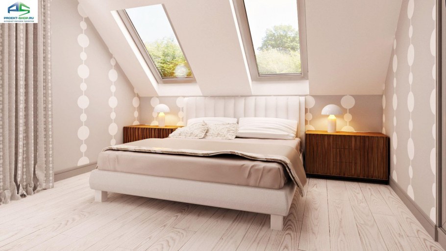 Спальня на мансарде с балконом