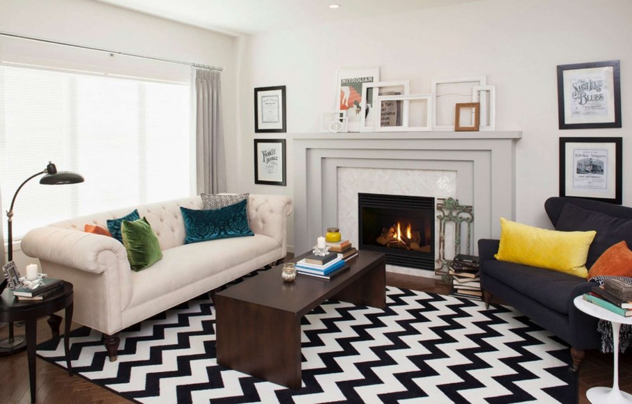 Полосатый ковер в интерьере