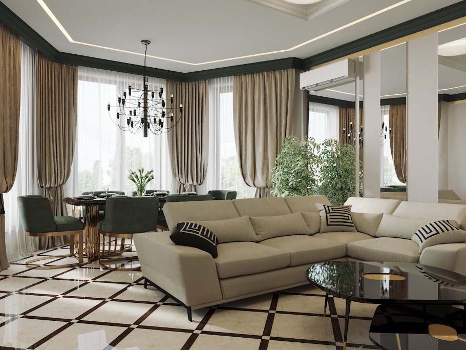 Гостиная в пастельных тонах