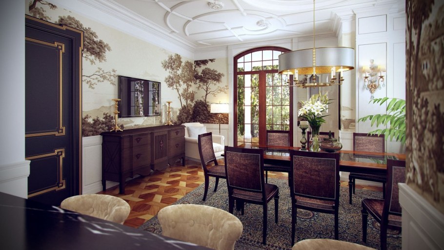 Французский интерьер Неоклассика пудровый