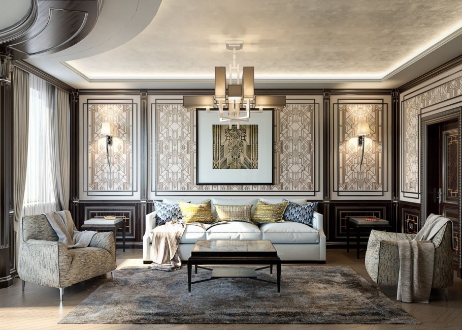 Гостиная ар деко Неоклассика